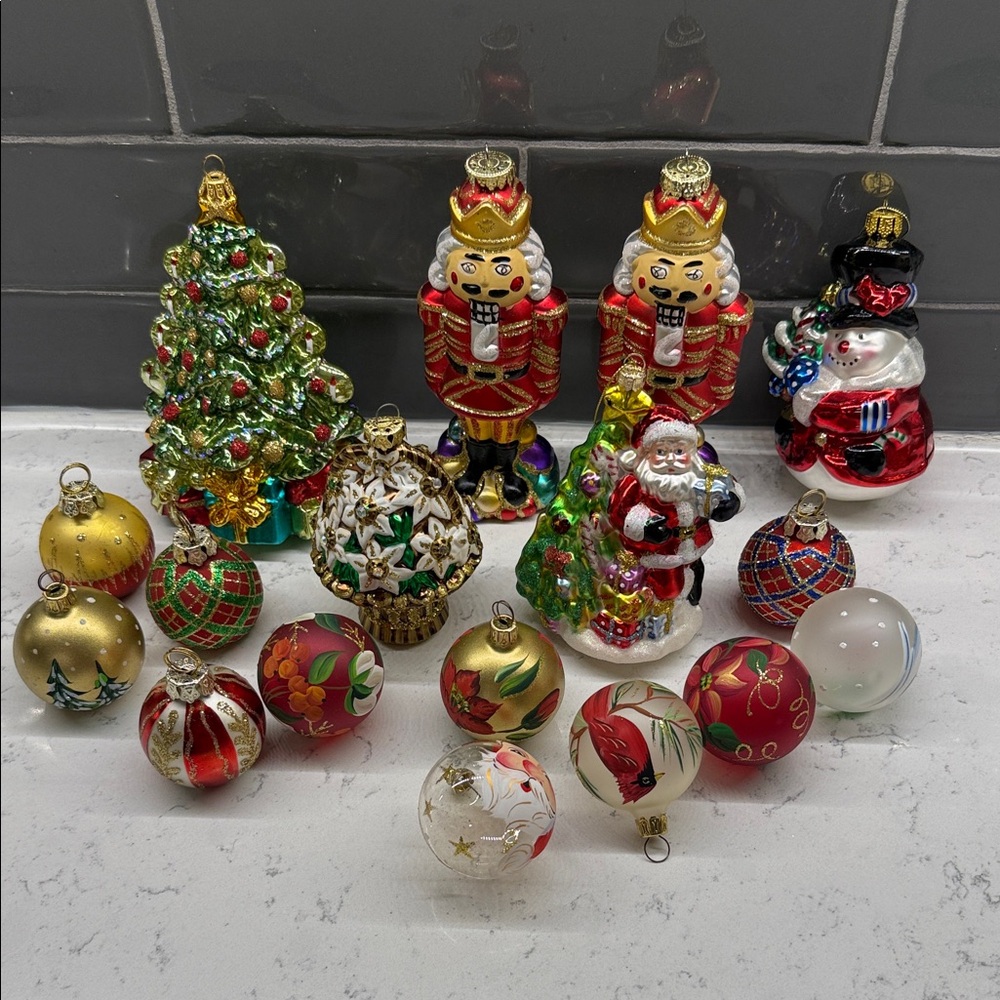Glass Christmas tree ornaments set